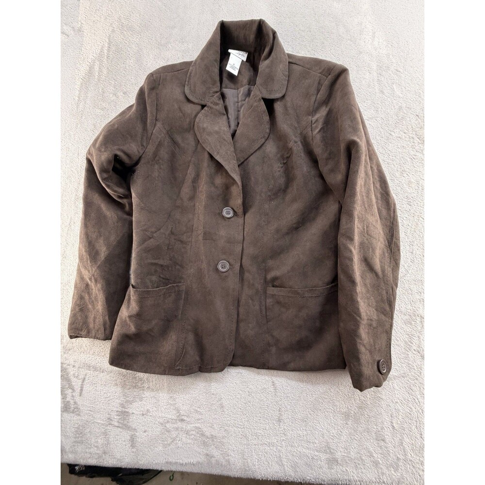 Kim Rogers Signature Jacket Womens Small Brown Blazer Lined Polyester Faux Suede